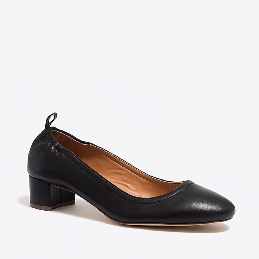 J Crew | Anya Leather Block Heels - Black